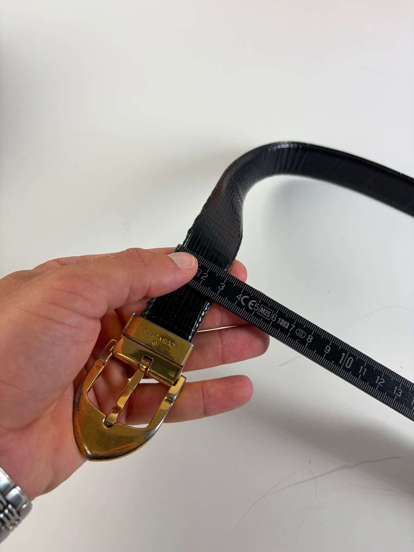 Vintage Louis Vuitton Epi Leather Belt Black Gold-tone Buckle