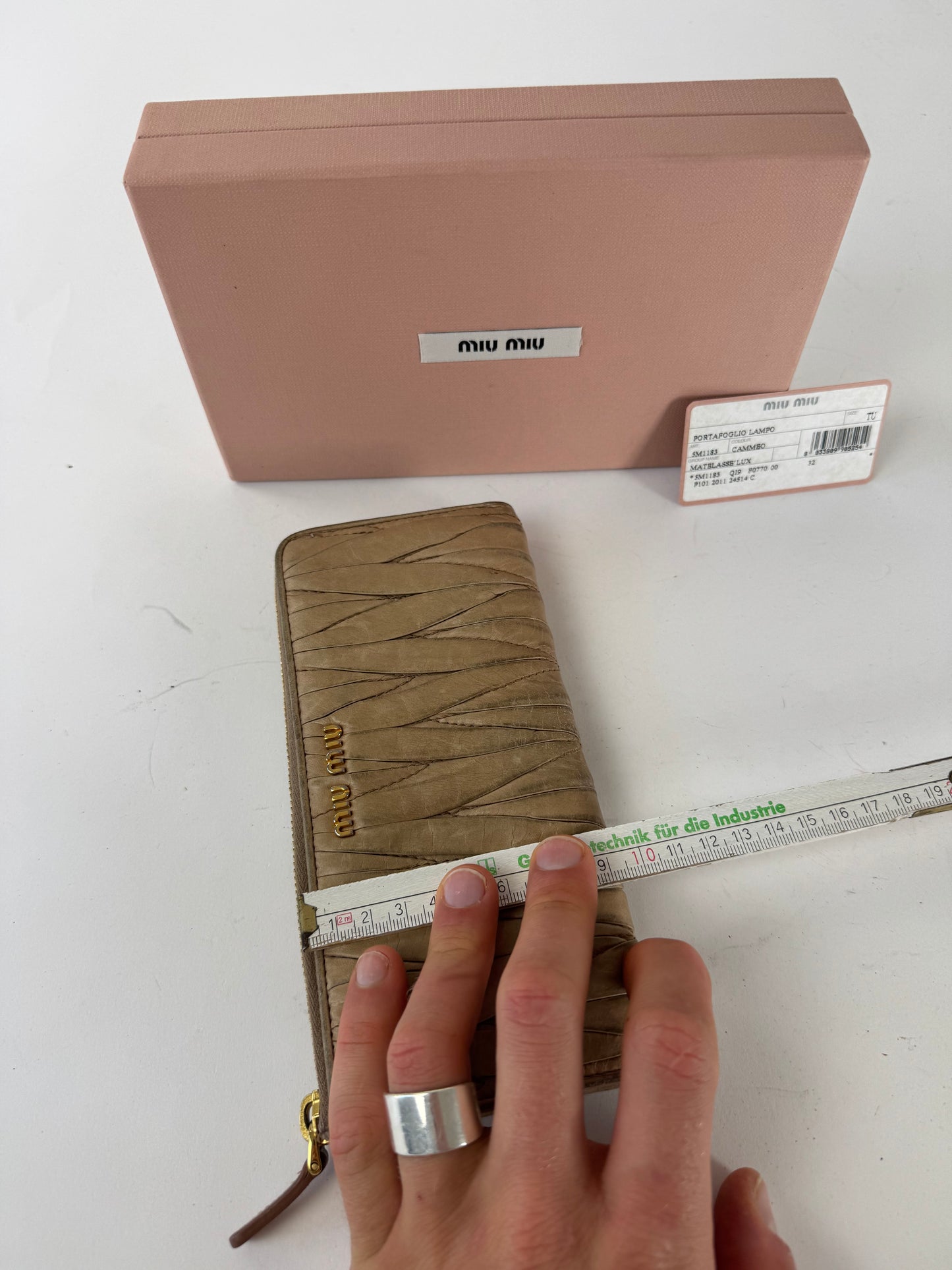 Vintage Miu Miu Metallasse Leather Wallet beige