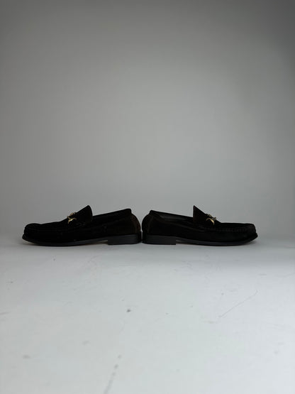 Vintage Gucci Horsebit Suede Loafer Black