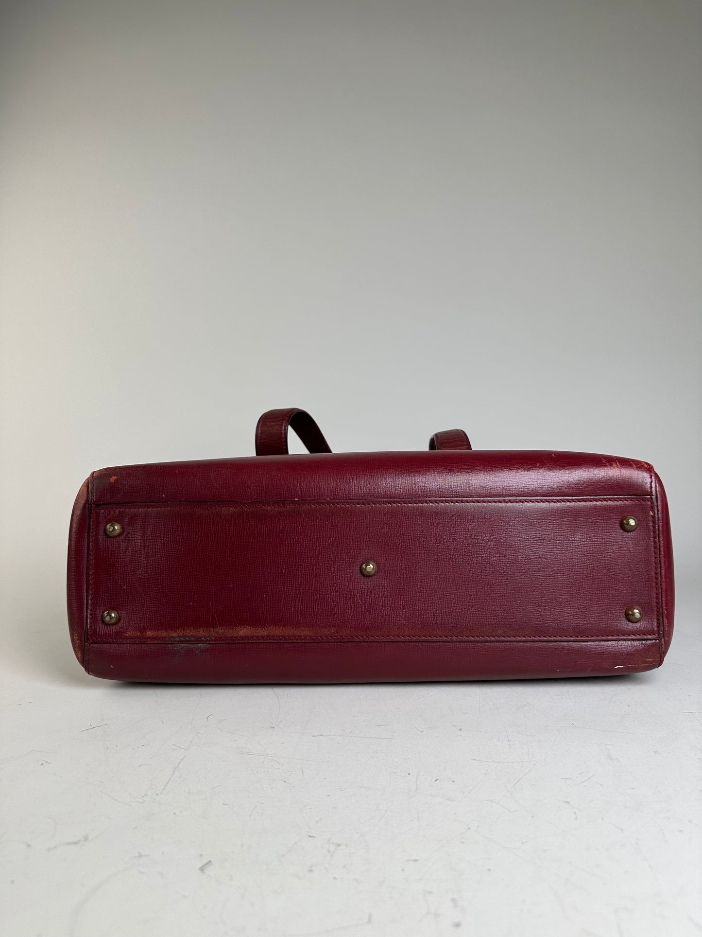 Vintage Cartier Leather Tote Bag Burgundy Gold