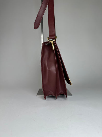 Vintage Cartier Leather Multiway Bag Burgundy