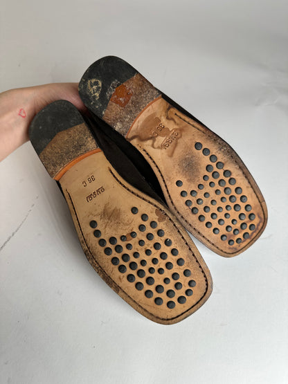 Vintage Gucci Horsebit Suede Loafer Black