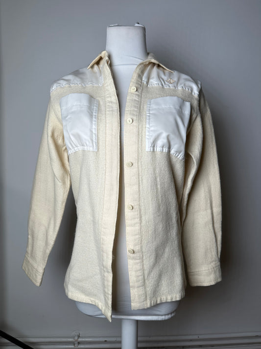 Vintage Dior Wool Satin Shirt Jacket Cream Ivory