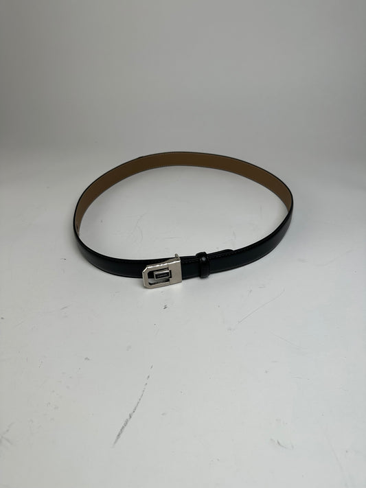 Vintage Lanvin Snake Emblossed Leather Belt Black
