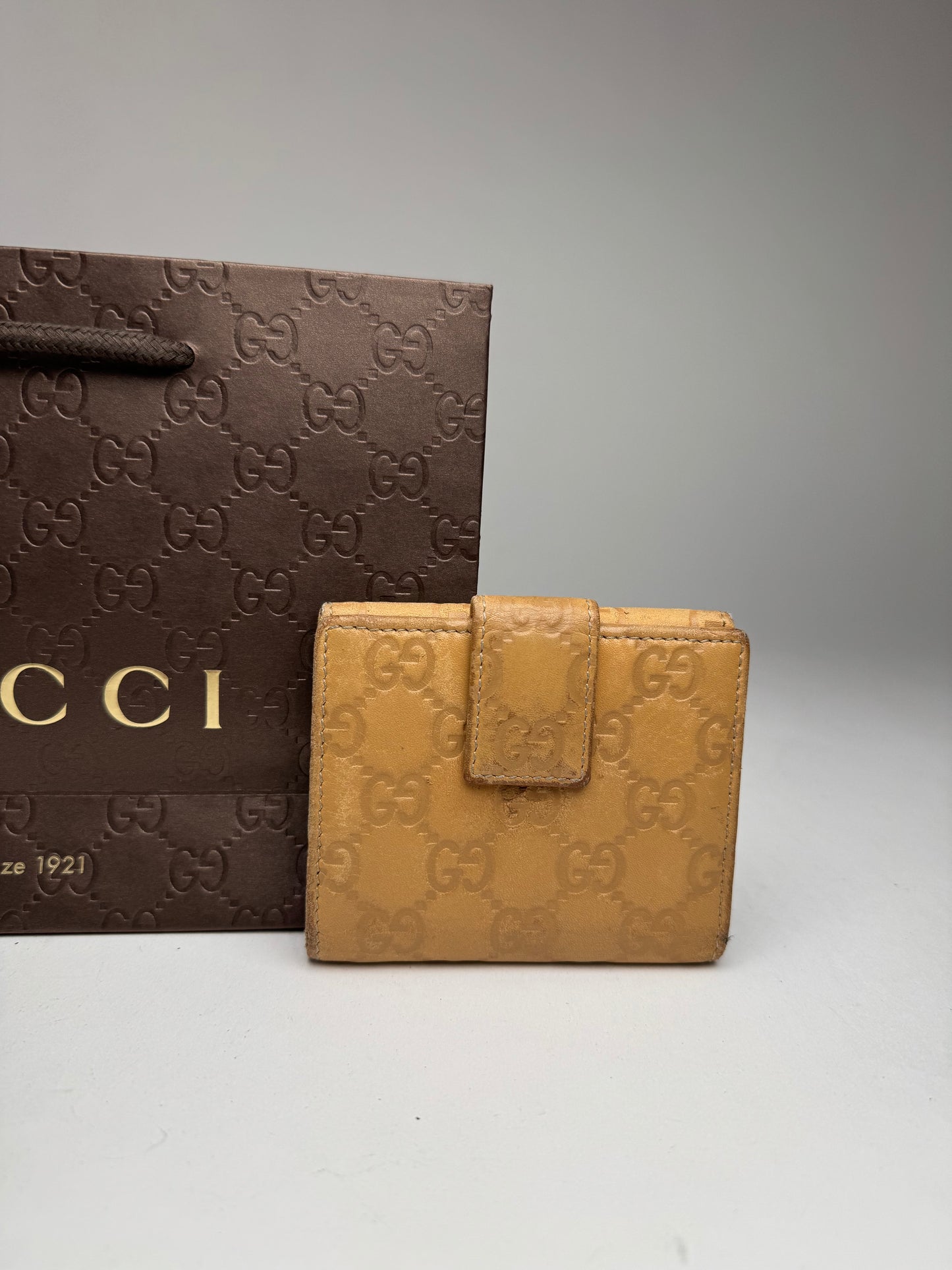 Vintage Gucci Monogram Leather wallet gold