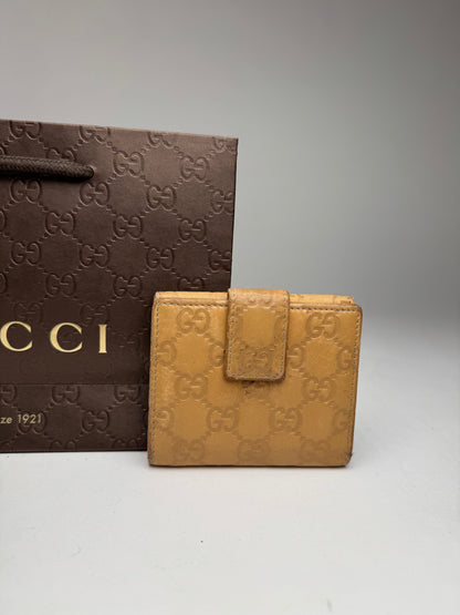 Vintage Gucci Monogram Leather wallet gold