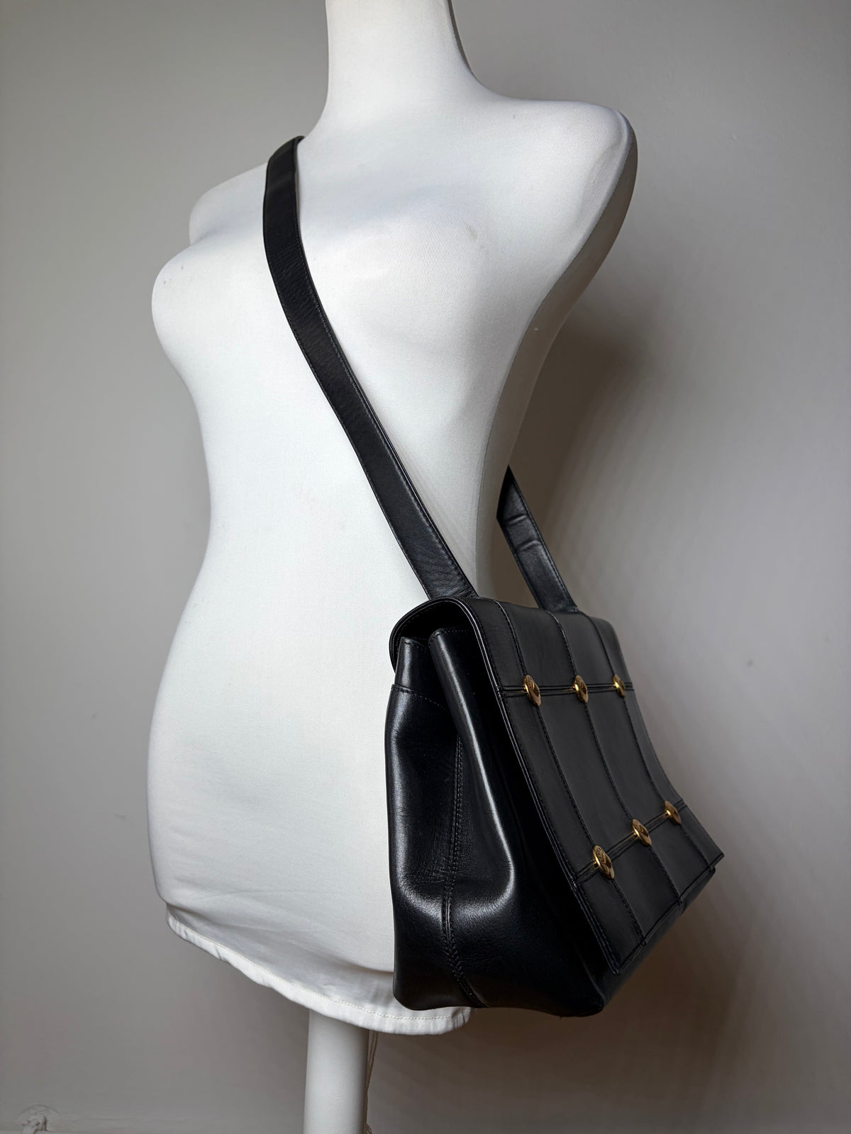 Vintage Givenchy Antigona Structured Leather Top-Handle Bag Black Gold