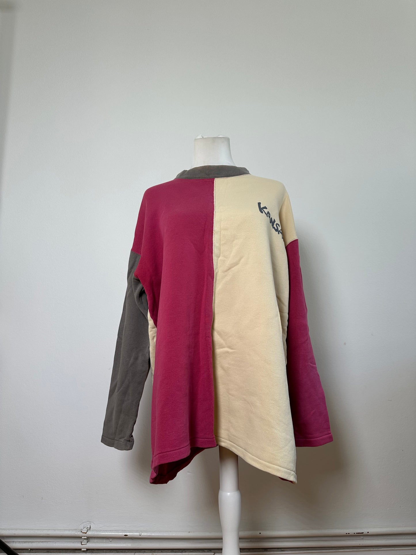 Vintage Kansai Yamamoto Men's Cotton Pullover Cream Rust Grey M