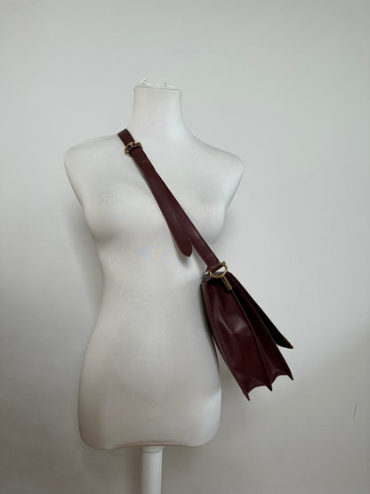 Vintage Cartier Leather Multiway Bag Burgundy