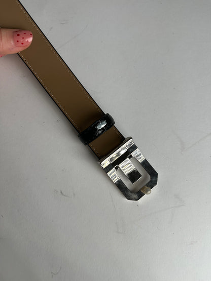 Vintage Lanvin Snake Emblossed Leather Belt Black