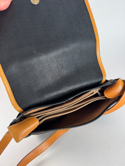 Vintage Courreges Leather Shoulder Crossbody bag Black Brown