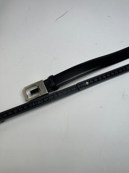 Vintage Lanvin Snake Emblossed Leather Belt Black