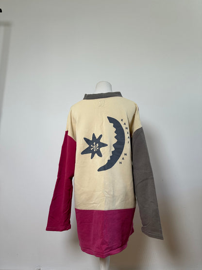 Vintage Kansai Yamamoto Men's Cotton Pullover Cream Rust Grey M