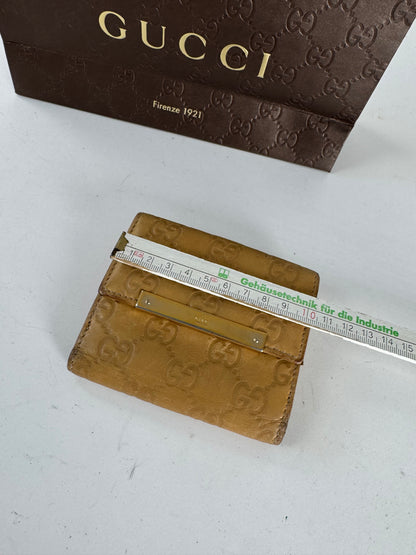 Vintage Gucci Monogram Leather wallet gold