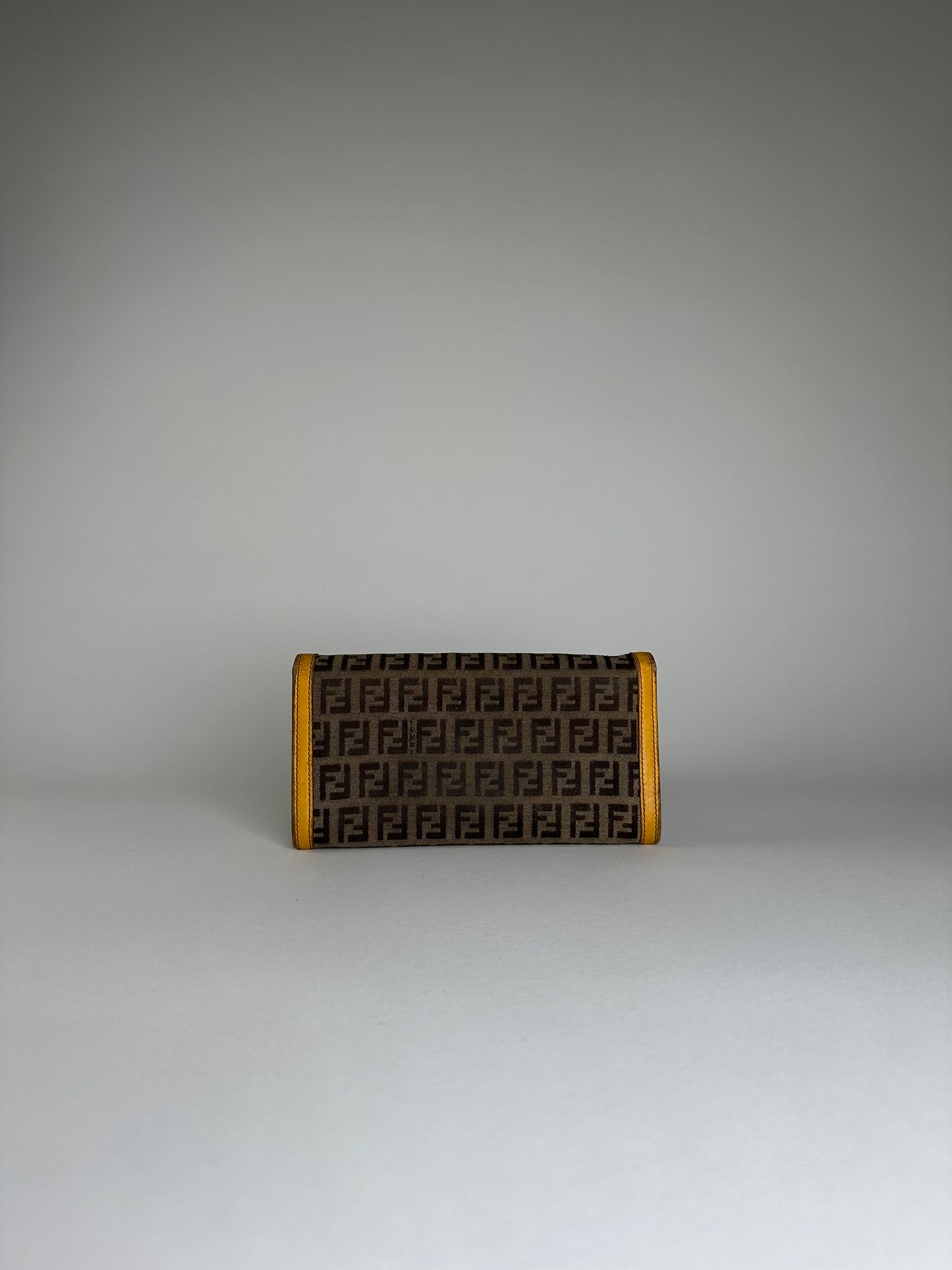 Vintage Fendi FF Monogram Canvas Wallet Brown Yellow
