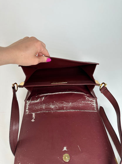 Vintage Cartier Leather Multiway Bag Burgundy