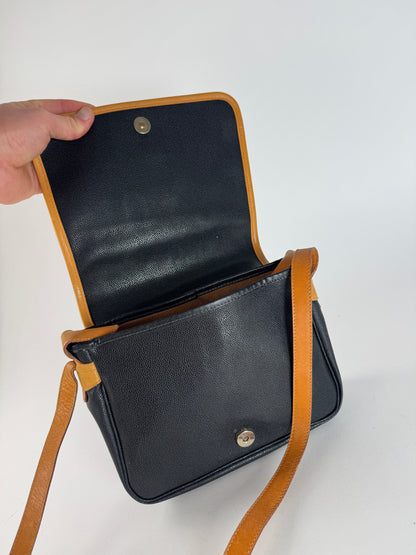 Vintage Courreges Leather Shoulder Crossbody bag Black Brown