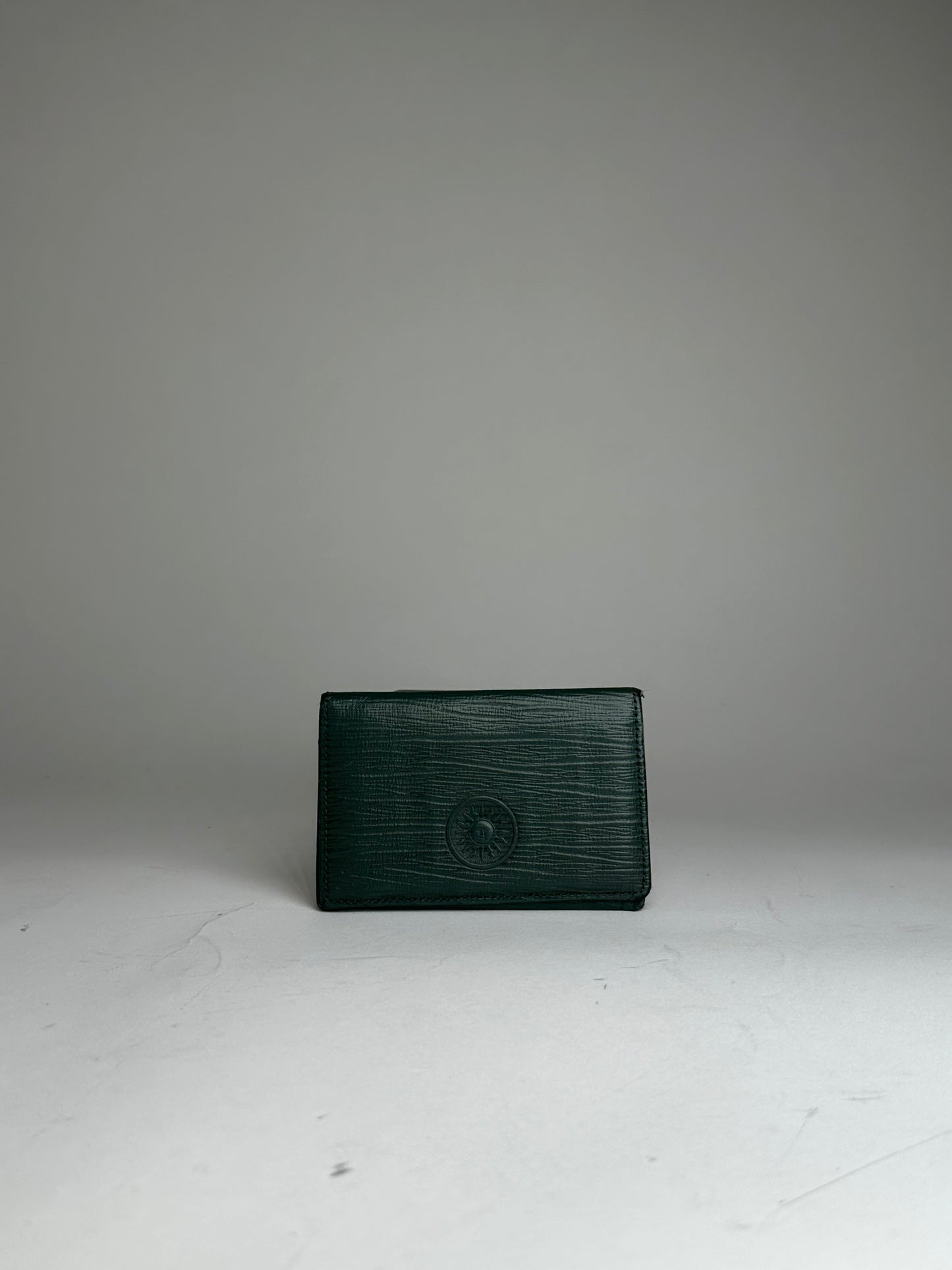 Vintage Gianni Versace Riffeld Leather Card Holder Dark Green