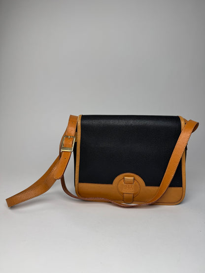 Vintage Courreges Leather Shoulder Crossbody bag Black Brown