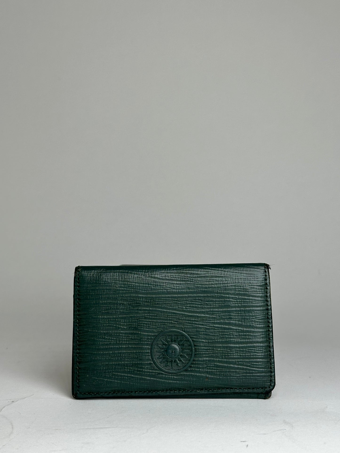 Vintage Gianni Versace Riffeld Leather Card Holder Dark Green