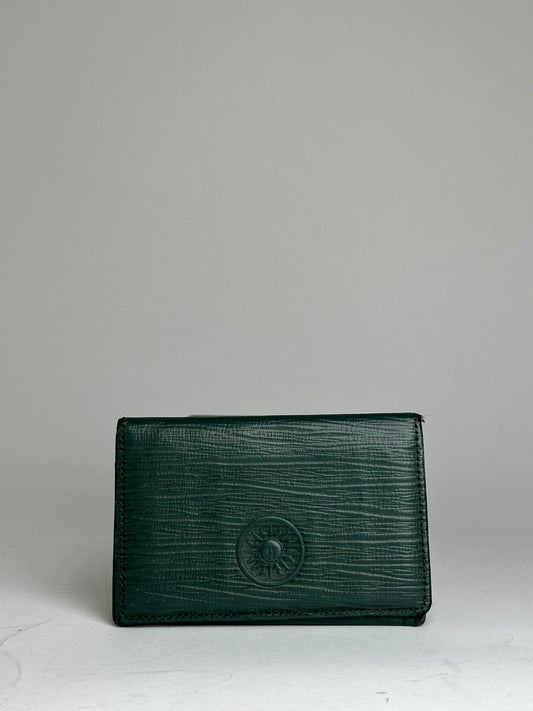 Vintage Gianni Versace Riffeld Leather Card Holder Dark Green