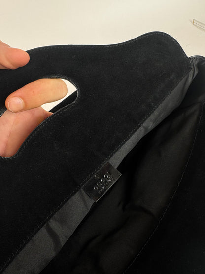 Sac fourre-tout vintage en cuir verni suédé Gucci noir