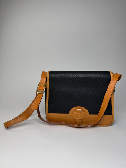 Vintage Courreges Leather Shoulder Crossbody bag Black Brown