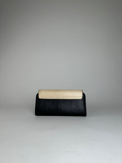 Vintage Chloe Snake Emblossed Leather Wallet Black Beige