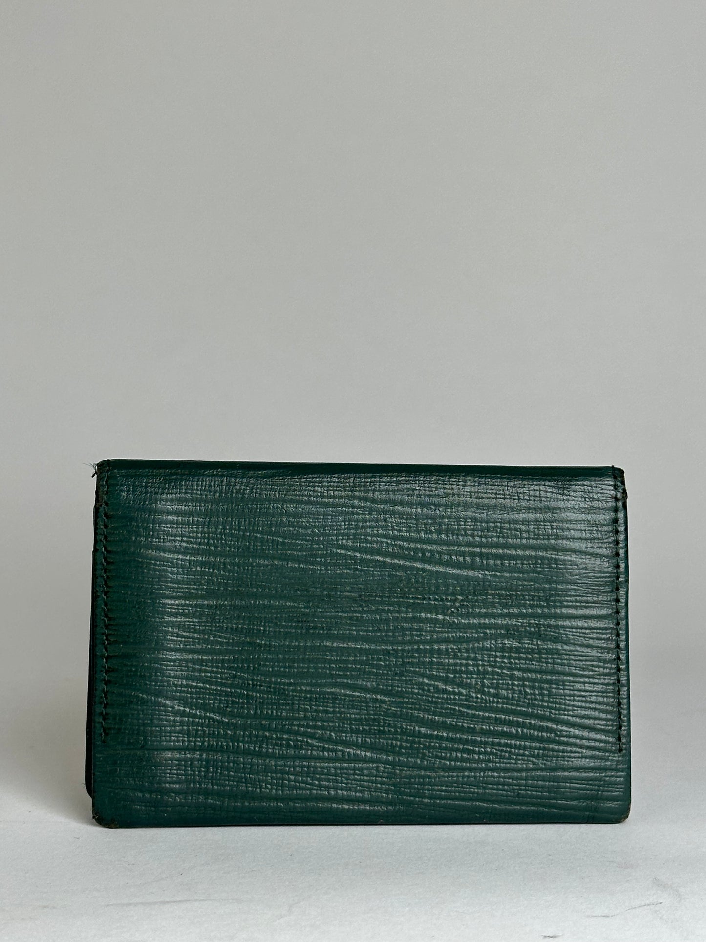 Vintage Gianni Versace Riffeld Leather Card Holder Dark Green