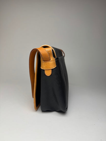 Vintage Courreges Leather Shoulder Crossbody bag Black Brown