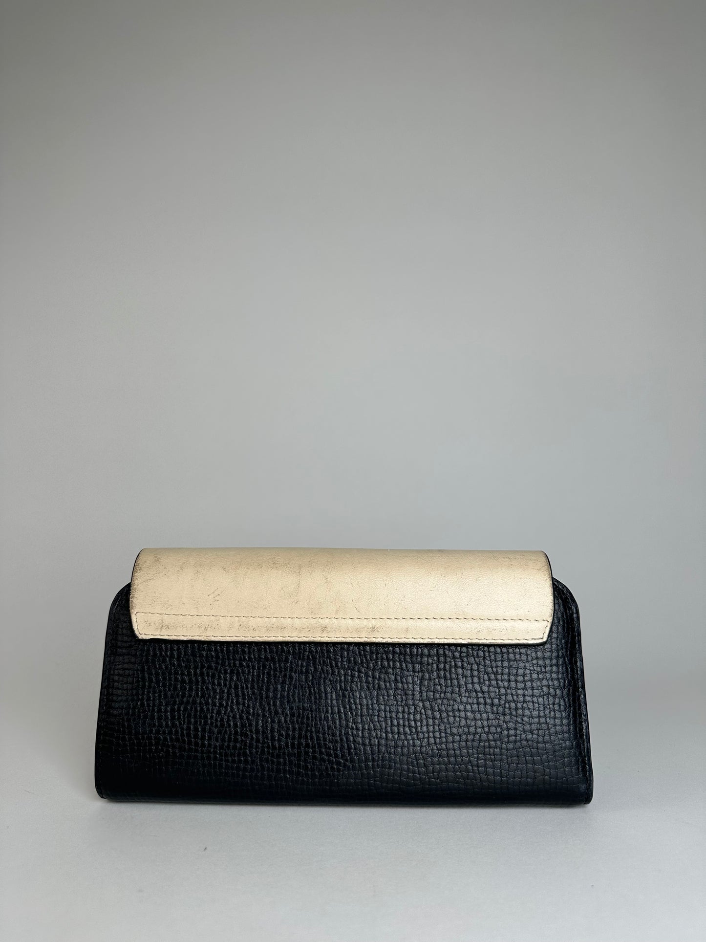 Vintage Chloe Snake Emblossed Leather Wallet Black Beige