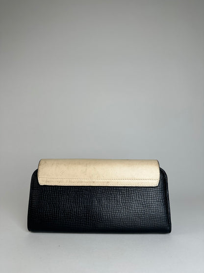 Vintage Chloe Snake Emblossed Leather Wallet Black Beige