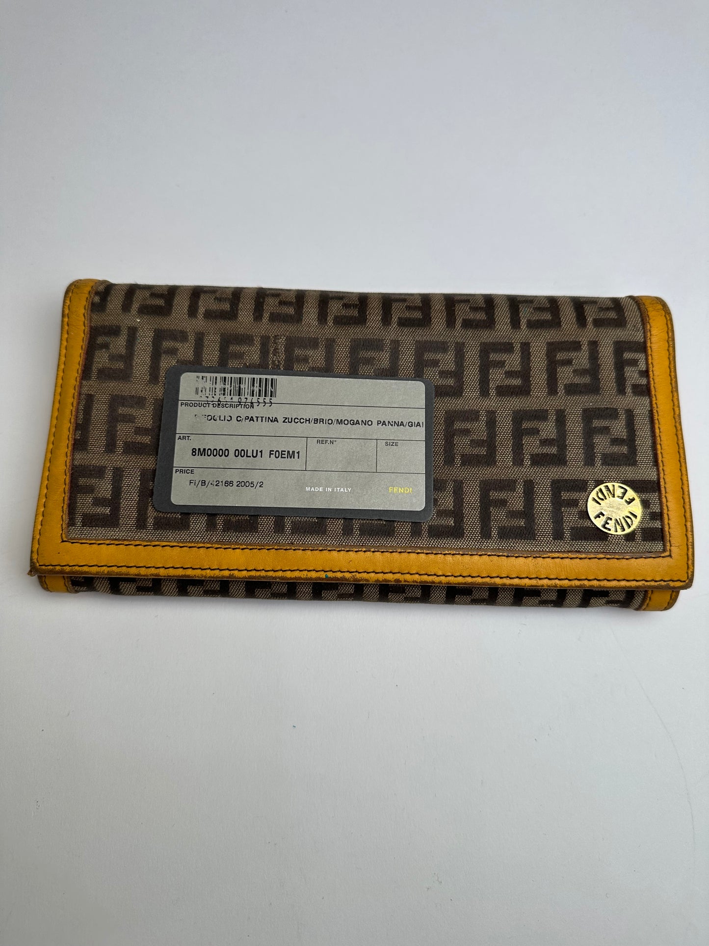 Vintage Fendi FF Monogram Canvas Wallet Brown Yellow