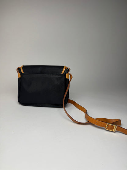 Vintage Courreges Leather Shoulder Crossbody bag Black Brown