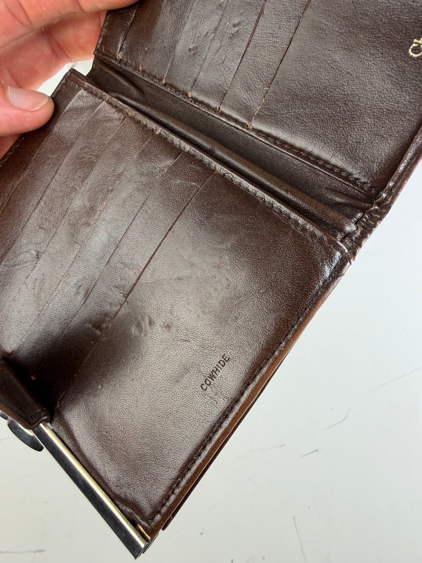 Vintage Dior Oblique Canvas Wallet Brown Beige Silver