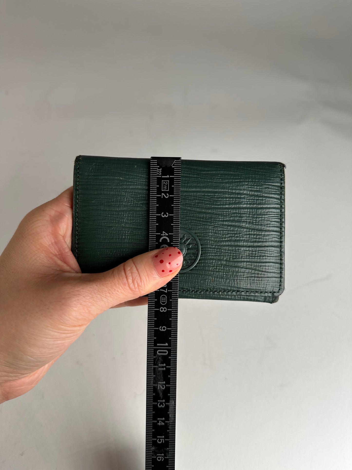 Vintage Gianni Versace Riffeld Leather Card Holder Dark Green