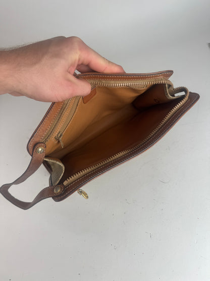 Vintage Celine Paris Leather Clutch beige brown