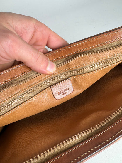 Vintage Celine Paris Leather Clutch beige brown