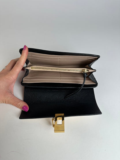 Vintage Chloe Snake Emblossed Leather Wallet Black Beige