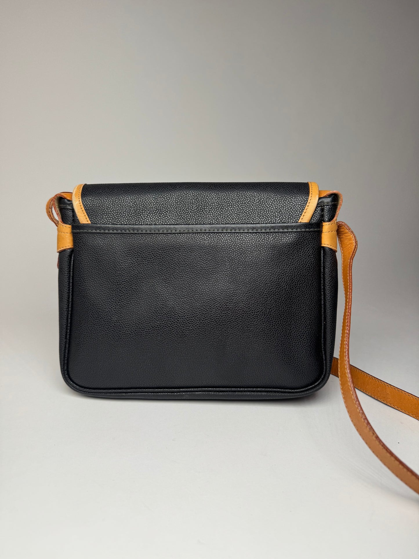 Vintage Courreges Leather Shoulder Crossbody bag Black Brown