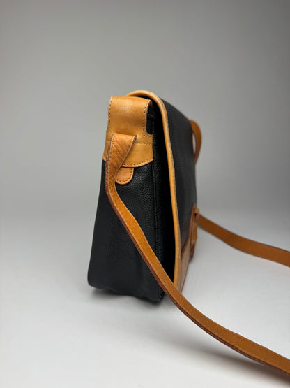 Vintage Courreges Leather Shoulder Crossbody bag Black Brown