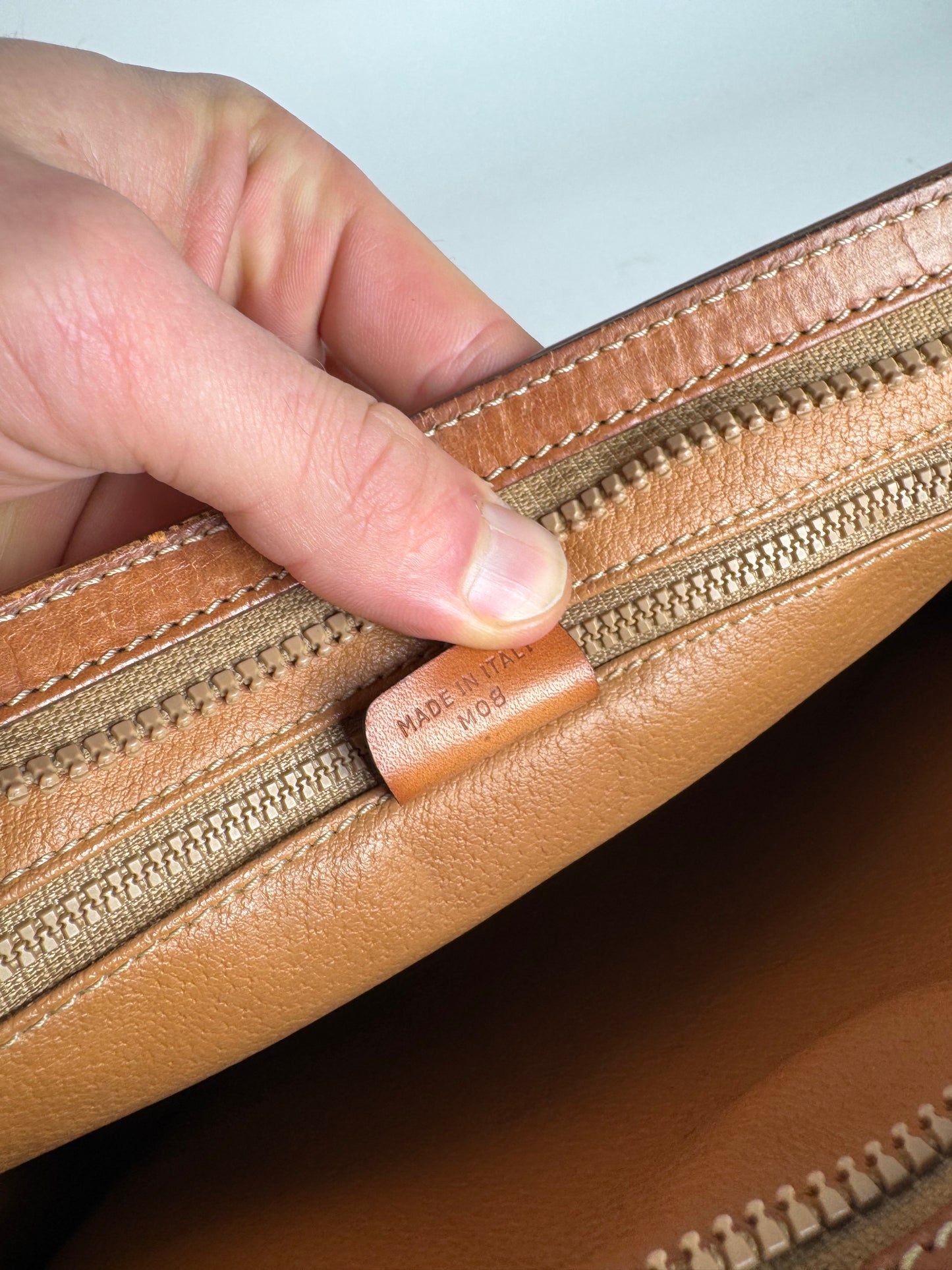 Vintage Celine Paris Leather Clutch beige brown