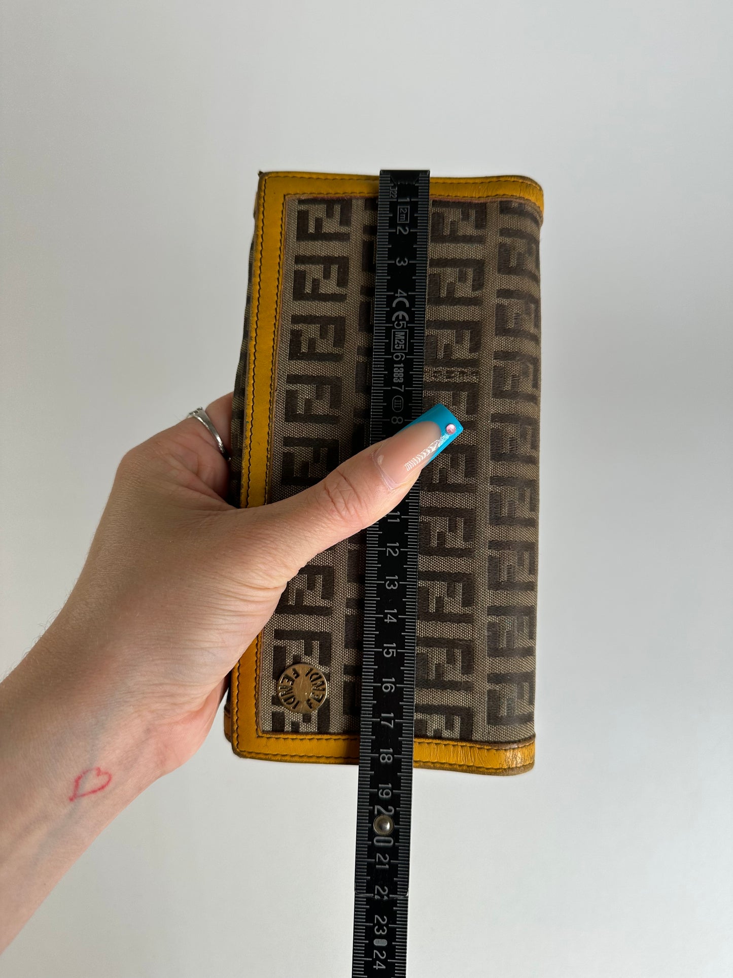 Vintage Fendi FF Monogram Canvas Wallet Brown Yellow
