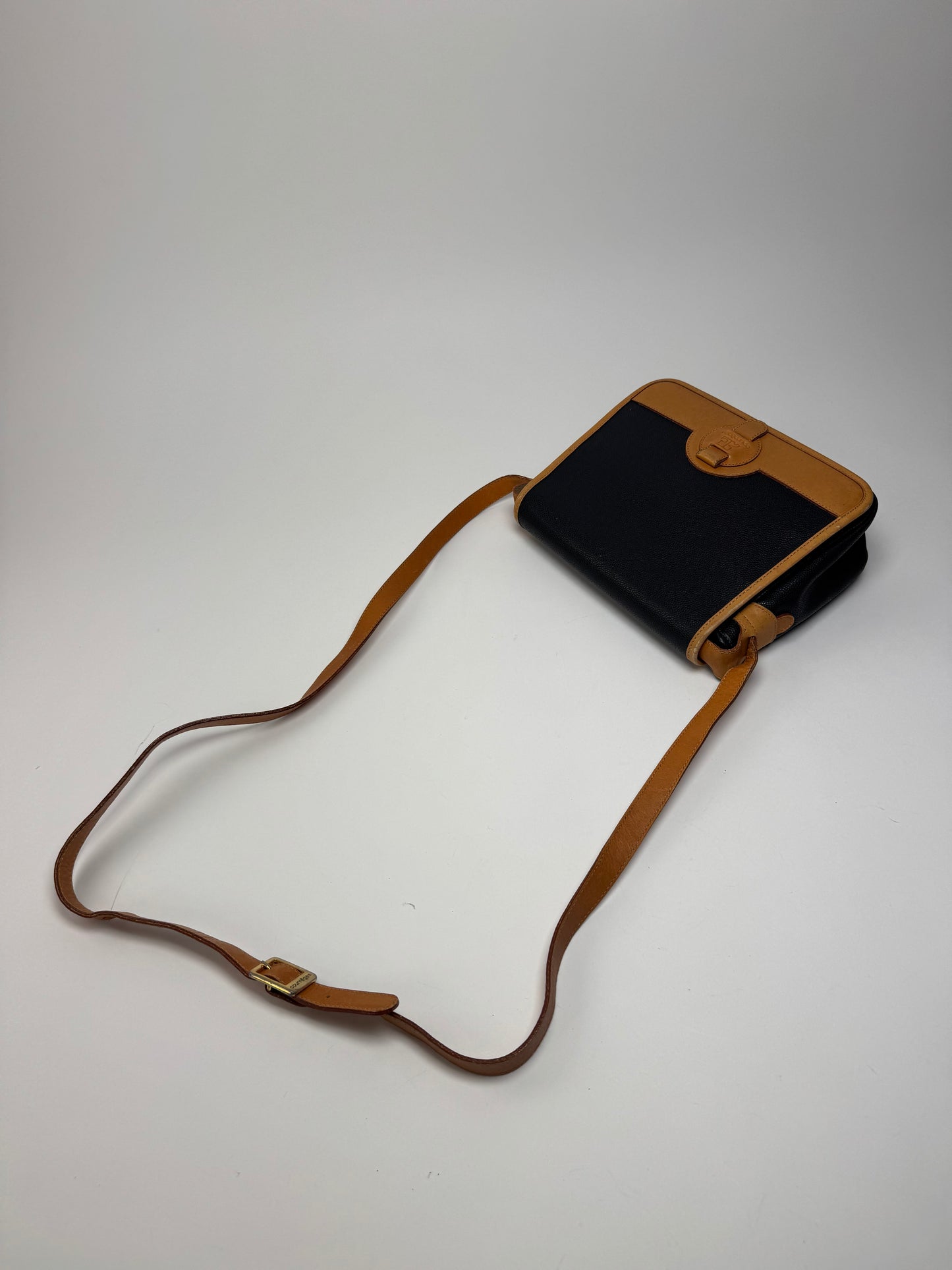 Vintage Courreges Leather Shoulder Crossbody bag Black Brown