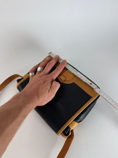 Vintage Courreges Leather Shoulder Crossbody bag Black Brown