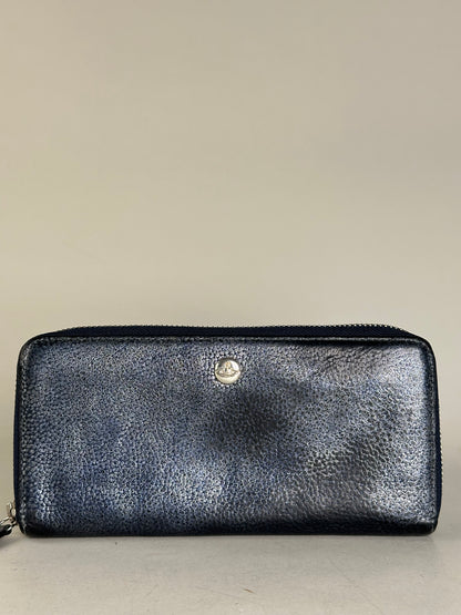 Vintage Vivienne Westwood Leather Long Wallet Navy Silver