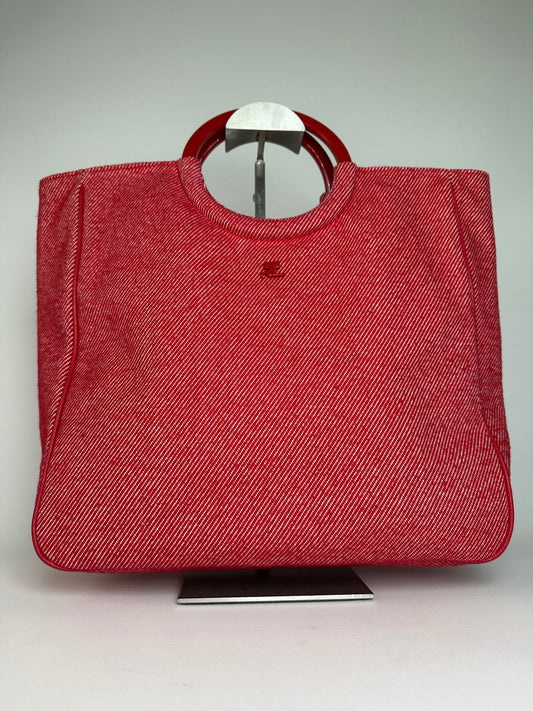 Vintage Courreges Denim Tote Bag Red