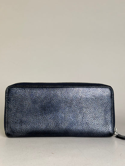 Vintage Vivienne Westwood Leather Long Wallet Navy Silver