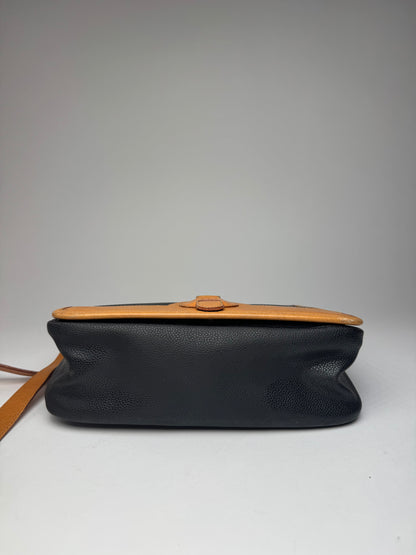 Vintage Courreges Leather Shoulder Crossbody bag Black Brown