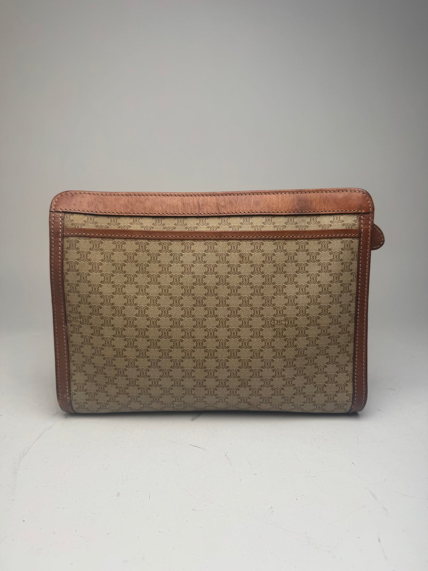 Vintage Celine Paris Leather Clutch beige brown
